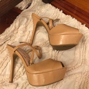 Sam & Libby Margot Nude Peep Toe Platform Heels